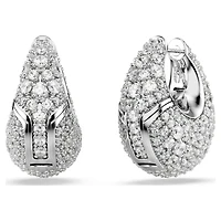 Sublima earrings, Larges, White, Rhodium plated by SWAROVSKI