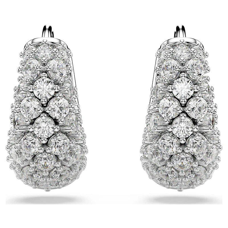 Sublima earrings, White, Rhodium plated by SWAROVSKI