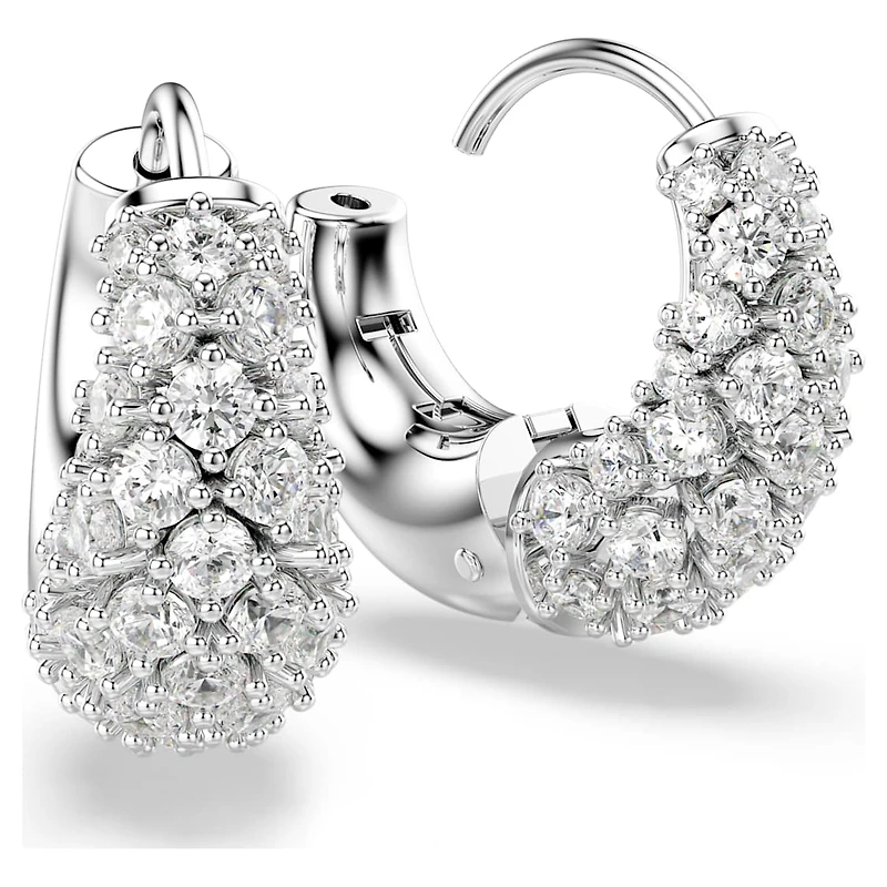 Sublima earrings, White, Rhodium plated by SWAROVSKI