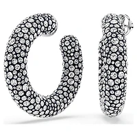 Sublima hoop earrings, Mixed round cuts, White, Rhodium plated by SWAROVSKI