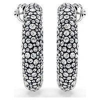 Sublima hoop earrings, Mixed round cuts, White, Rhodium plated by SWAROVSKI