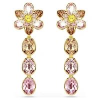 Idyllia drop earrings, Mixed cuts, Flower, Multicolored, Gold-tone plated by SWAROVSKI