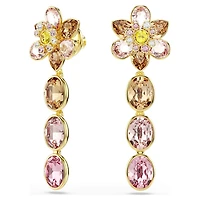 Idyllia drop earrings, Mixed cuts, Flower, Multicoloured, Gold-tone plated by SWAROVSKI