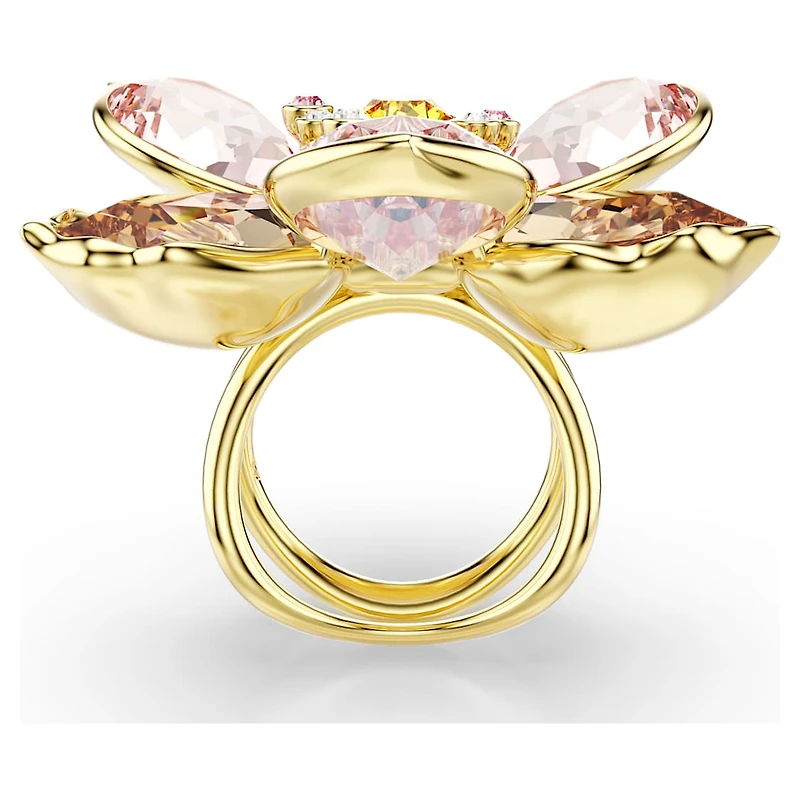 Idyllia motif ring, Mixed cuts, Flower, Gold-tone plated by SWAROVSKI