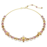Idyllia necklace, Mixed cuts, Flower, Multicolored, Gold-tone plated by SWAROVSKI