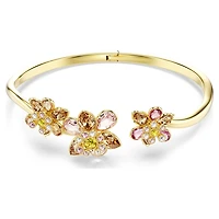 Idyllia bangle, Mixed cuts, Flower, Multicolored, Gold-tone plated by SWAROVSKI