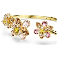 Idyllia bangle, Mixed cuts, Flower, Multicoloured, Gold-tone plated by SWAROVSKI
