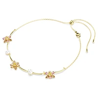Idyllia necklace, Crystal pearl, Mixed cuts, Flower, Multicoloured, Gold-tone plated by SWAROVSKI