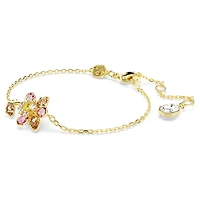 Idyllia bracelet, Mixed cuts, Flower, Multicoloured, Gold-tone plated by SWAROVSKI