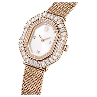 Matrix octagon watch, Metal bracelet, Rose gold tone, Rose gold-tone finish by SWAROVSKI