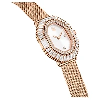 Matrix octagon watch, Metal bracelet, Rose gold tone, Rose gold-tone finish by SWAROVSKI