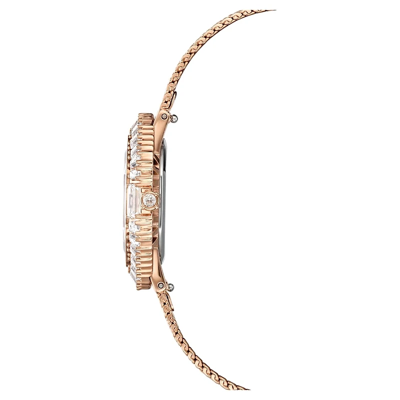 Matrix octagon watch, Metal bracelet, Rose gold tone, Rose gold-tone finish by SWAROVSKI