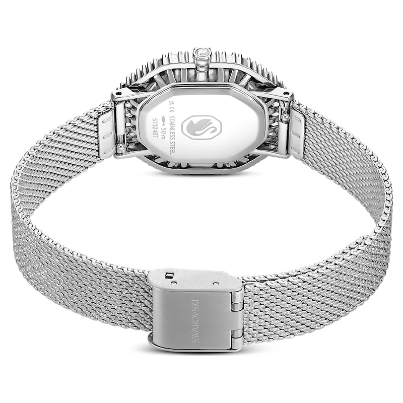 Matrix octagon watch, Metal bracelet, Silver tone, Stainless steel by SWAROVSKI