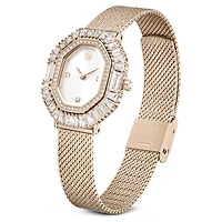 Matrix octagon watch, Metal bracelet, Gold tone, Champagne gold-tone finish by SWAROVSKI