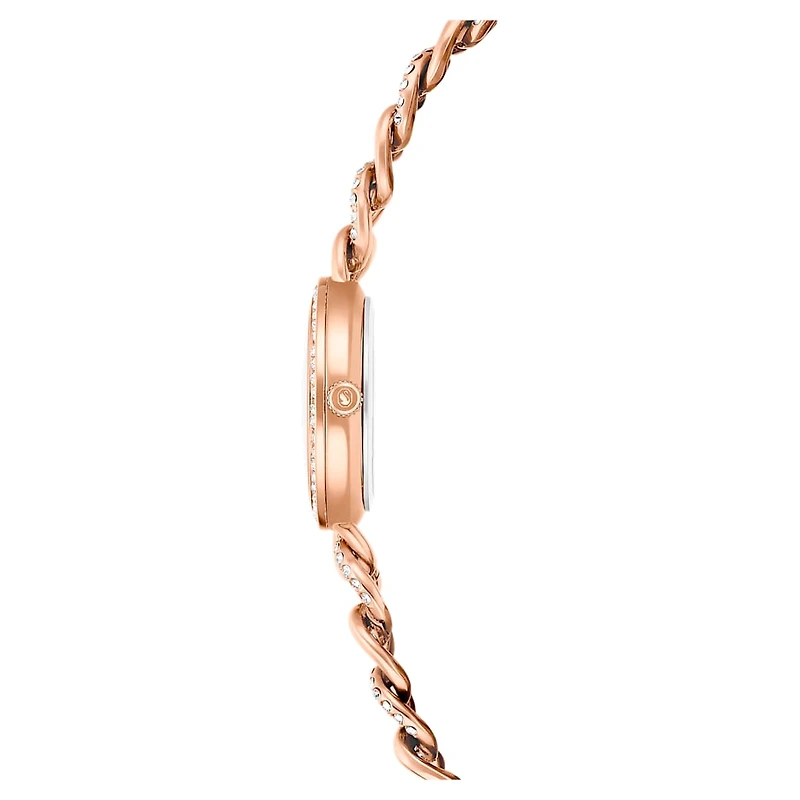 Cocktail round watch, Metal bracelet, Gold tone, Rose gold-tone finish by SWAROVSKI