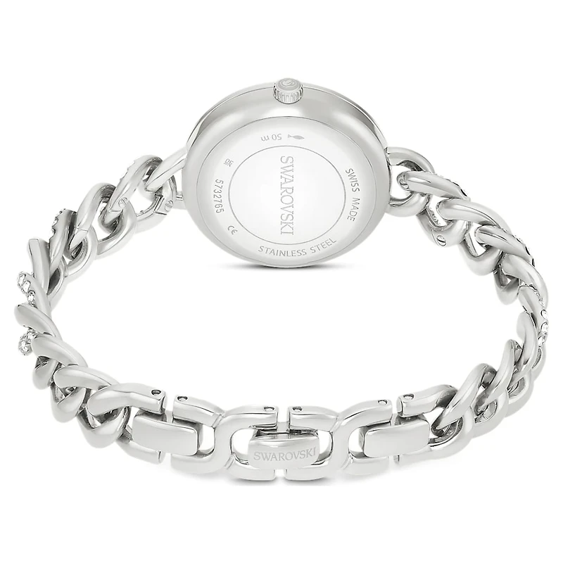 Cocktail round watch, Metal bracelet, Silver Tone, Stainless steel by SWAROVSKI