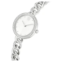 Cocktail round watch, Metal bracelet, Silver tone, Stainless steel by SWAROVSKI