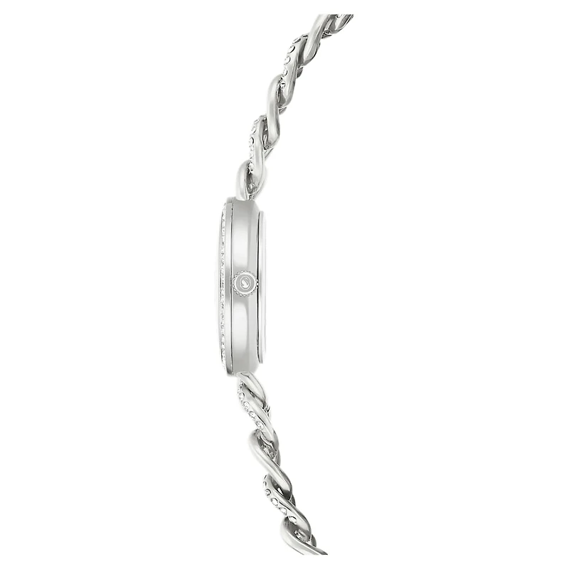 Cocktail round watch, Metal bracelet, Silver Tone, Stainless steel by SWAROVSKI
