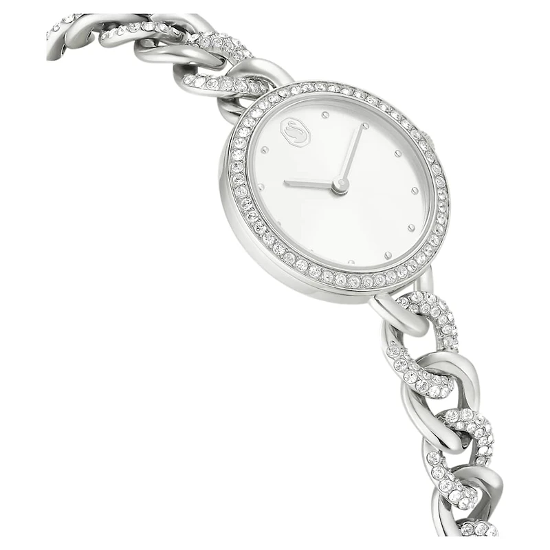 Cocktail round watch, Metal bracelet, Silver Tone, Stainless steel by SWAROVSKI