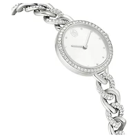 Cocktail round watch, Metal bracelet, Silver Tone, Stainless steel by SWAROVSKI