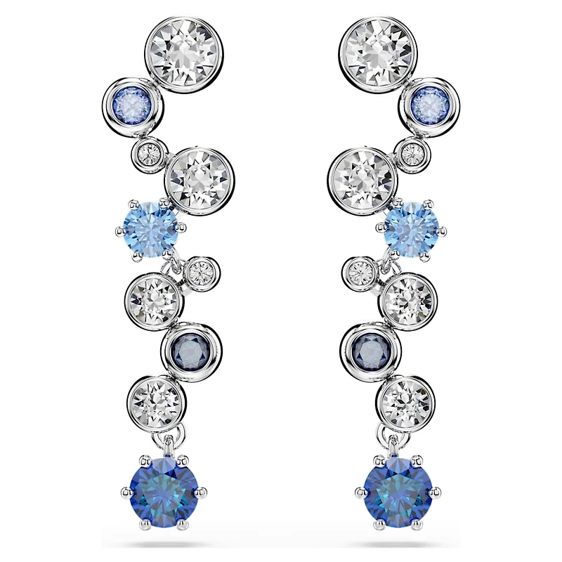 Constella drop earrings, Mixed cuts, Blue, Rhodium plated by SWAROVSKI