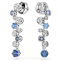 Constella drop earrings, Mixed cuts, Blue, Rhodium plated by SWAROVSKI