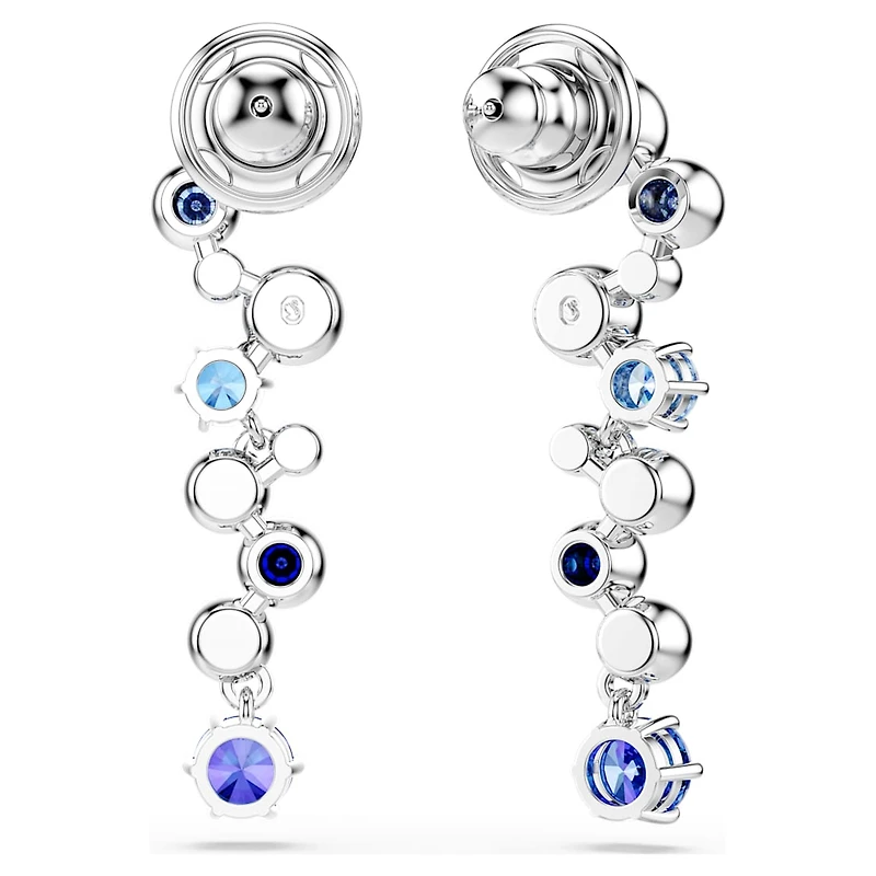 Constella drop earrings, Mixed cuts, Blue, Rhodium plated by SWAROVSKI
