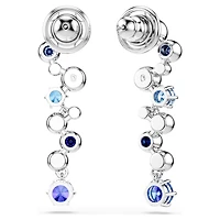 Constella drop earrings, Mixed cuts, Blue, Rhodium plated by SWAROVSKI