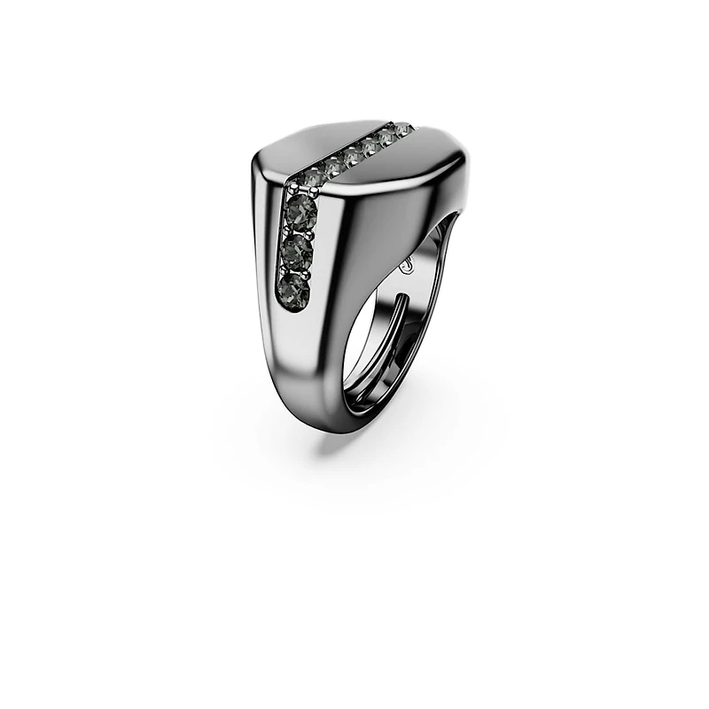 Dextera ring, Octagon shape, Round cut, Black, Ruthenium plated by SWAROVSKI