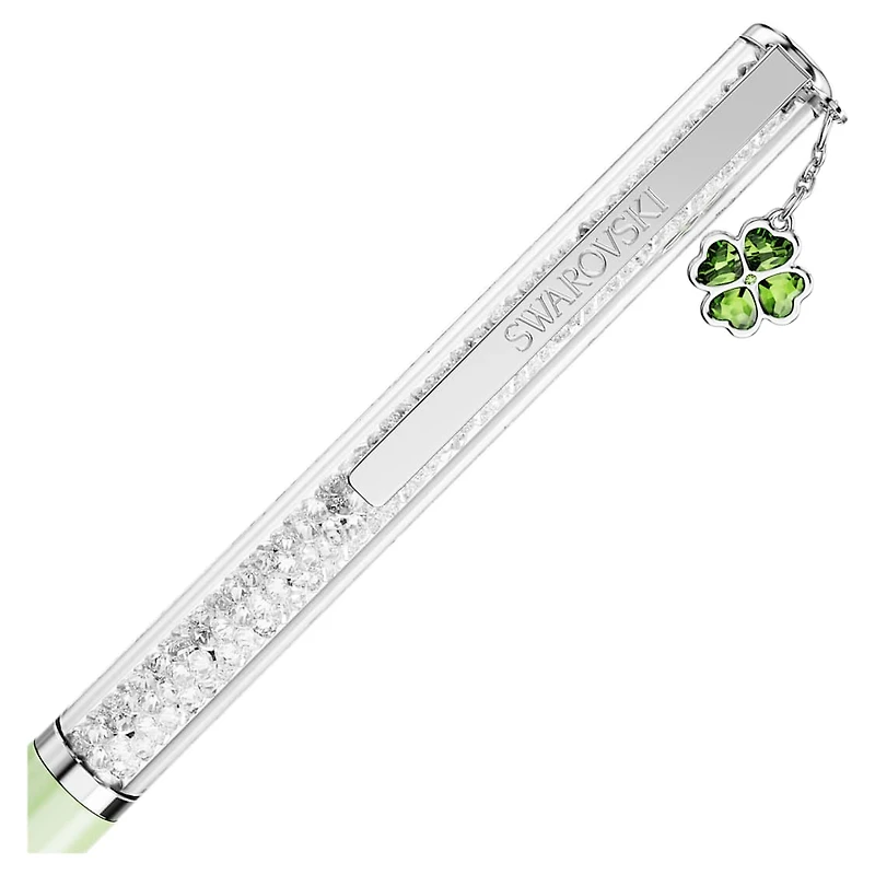 Crystalline ballpoint pen, Clover, Green, Green lacquered, chrome plated by SWAROVSKI