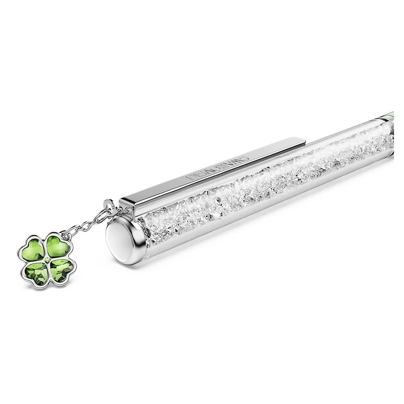 Crystalline ballpoint pen, Clover, Green, Green lacquered, Chrome plated by SWAROVSKI