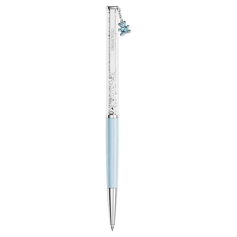 Crystalline ballpoint pen, Teddy, Blue, Blue lacquered, chrome plated by SWAROVSKI