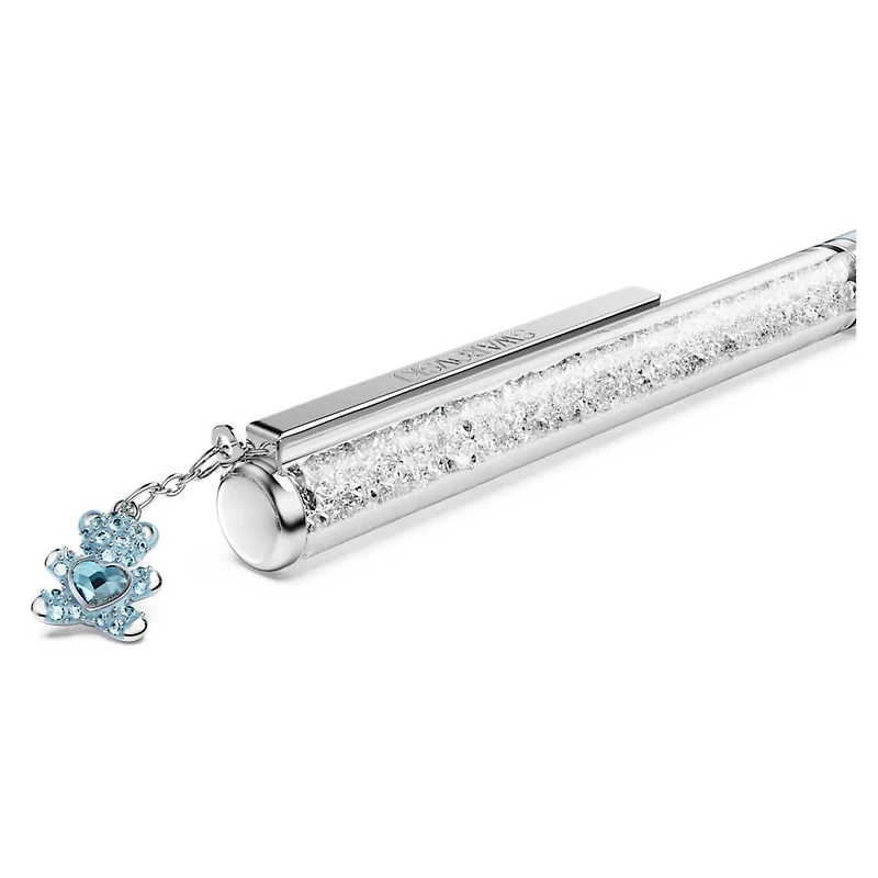 Crystalline ballpoint pen, Teddy, Blue, Blue lacquered, chrome plated by SWAROVSKI