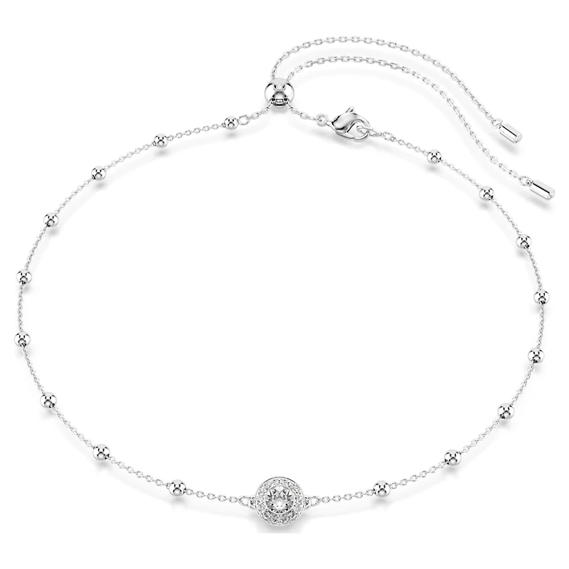 Una Angelic pendant, Round cut, Double sided motifs, White, Rhodium plated by SWAROVSKI