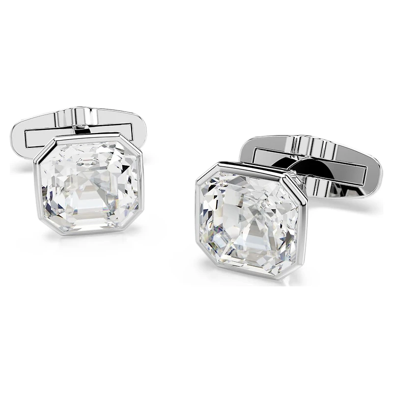 Millenia cufflinks, Octagon cut, White, Rhodium plated by SWAROVSKI