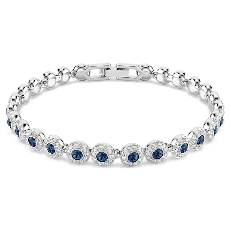 Una Angelic bracelet, Round cut, Blue, Rhodium plated by SWAROVSKI