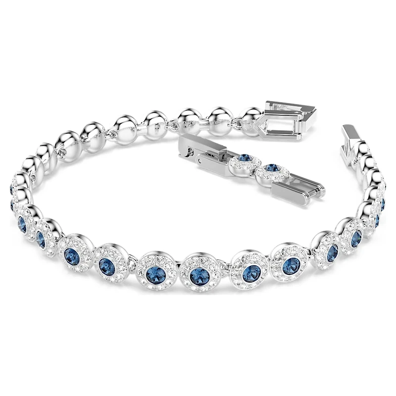 Una Angelic bracelet, Round cut, Blue, Rhodium plated by SWAROVSKI