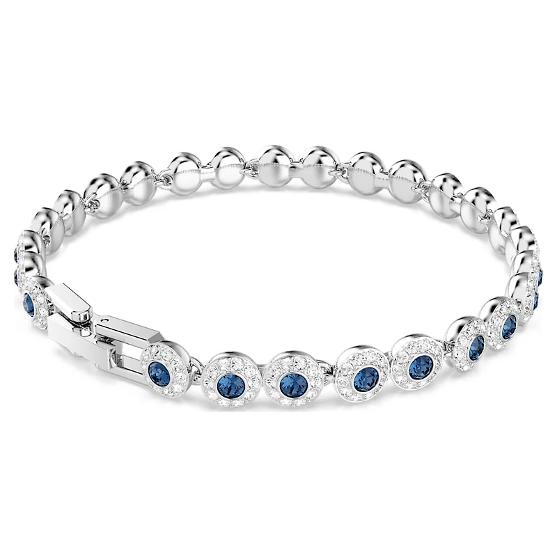 Una Angelic bracelet, Round cut, Blue, Rhodium plated by SWAROVSKI