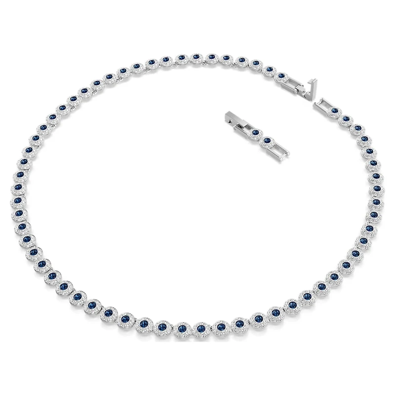 Una Angelic necklace, Round cut, Blue, Rhodium plated by SWAROVSKI
