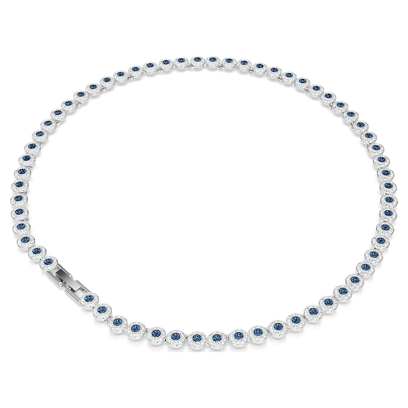 Una Angelic necklace, Round cut, Blue, Rhodium plated by SWAROVSKI