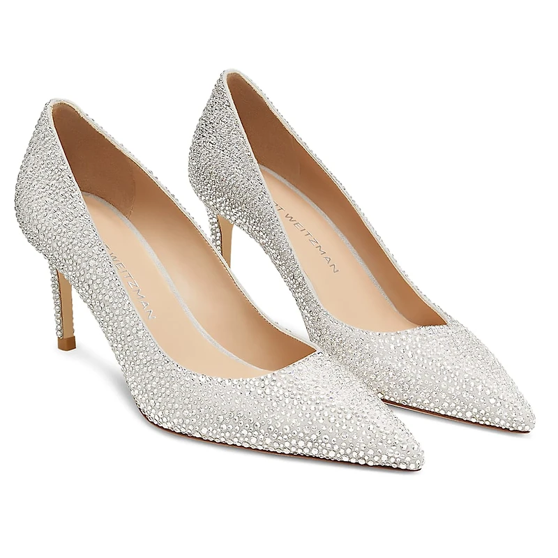 Stuart WEITZMAN Power Shine pump, White by SWAROVSKI