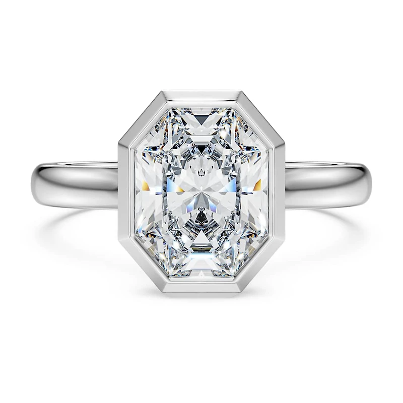 Octagon bezel ring, Lab-grown diamonds 2.0 ct tw, shape, 14K white gold by SWAROVSKI