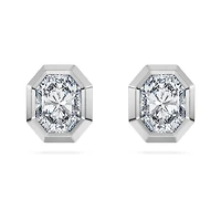 Octagon stud earrings, Lab-grown diamonds 1.0 ct tw, Octagon shape, 14K white gold by SWAROVSKI