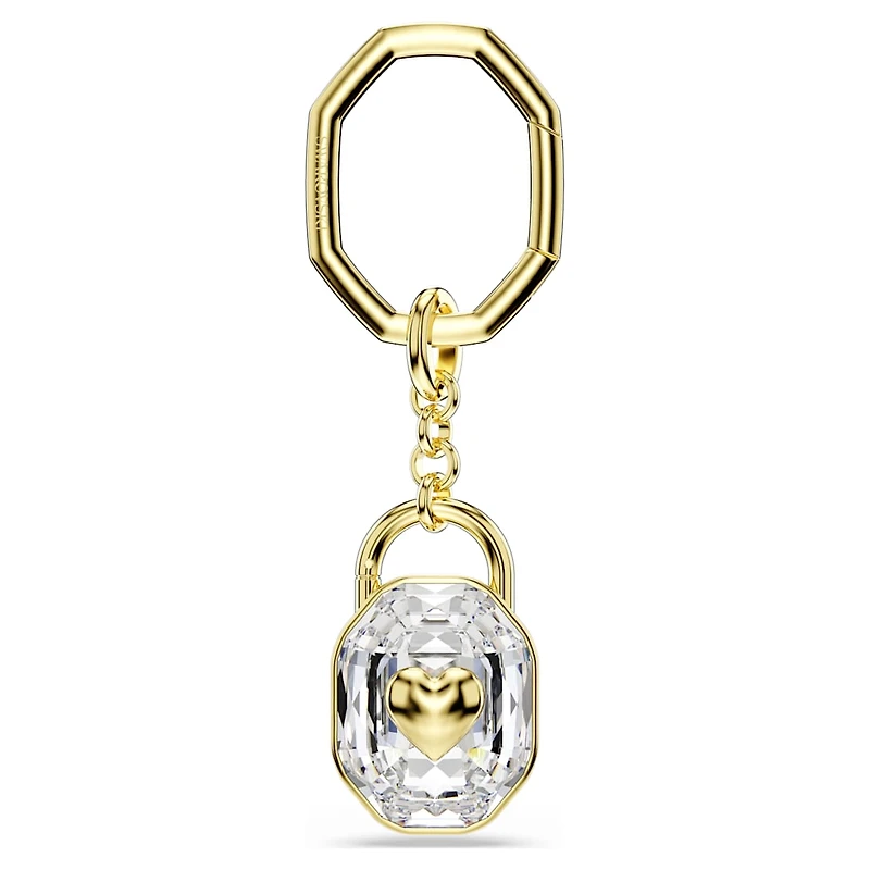 Key ring, Oval cut, White, Gold-tone plated by SWAROVSKI