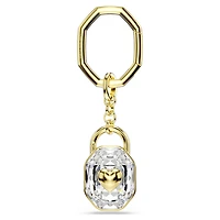 Key ring, Oval cut, White, Gold-tone plated by SWAROVSKI