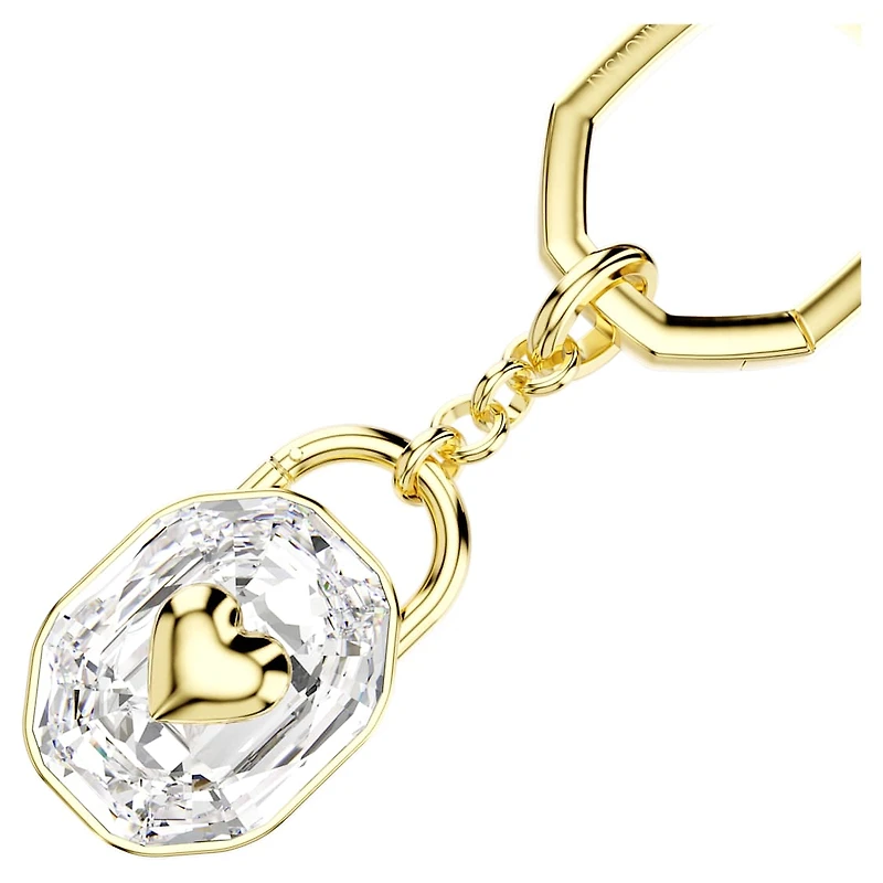 Key ring, Oval cut, White, Gold-tone plated by SWAROVSKI