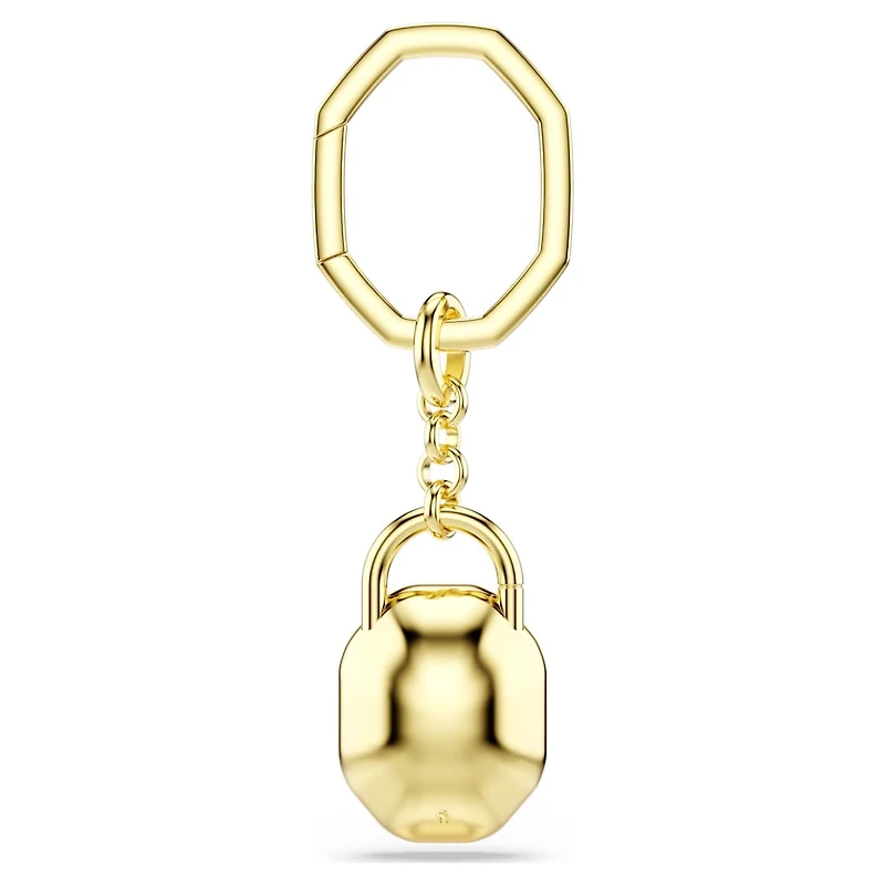 Key ring, Oval cut, White, Gold-tone plated by SWAROVSKI