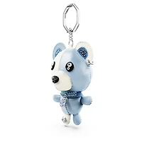 Teddy bag charm, Bear, Blue, Rhodium plated by SWAROVSKI