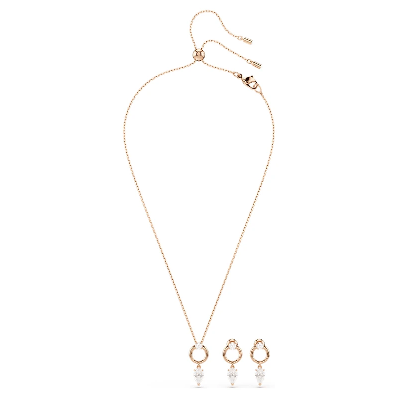 Mesmera set, Pear cut, Round cut, White, Rose gold-tone plated by SWAROVSKI