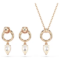 Mesmera set, Pear cut, Round cut, White, Rose gold-tone plated by SWAROVSKI